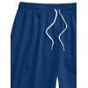 Short de Plage à Taille Elastique en Couleur Unie avec Cordon de Serrage pour Hommes - Bleu profond S
