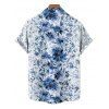 Flower Print Belted Mini Dress And Short Sleeve Shirt Drawstring Shorts Vacation Outfit - Bleu profond S | US 4