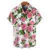 Chemise de Vacances Fleur en Tissu Imprimé à Manches Courtes - Blanc 5XL