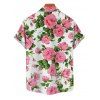 Chemise de Vacances Fleur en Tissu Imprimé à Manches Courtes - Blanc 4XL