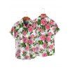 Chemise de Vacances Fleur en Tissu Imprimé à Manches Courtes - Blanc 4XL