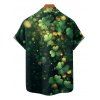 Chemise Pois Imprimé Boutonnée à Manches Courtes - Vert profond 5XL