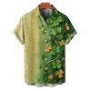 Chemise de Pâque Fleur Imprimée Boutonnée à Manches Courtes - Vert profond 4XL