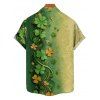 Chemise de Pâque Fleur Imprimée Boutonnée à Manches Courtes - Vert profond 5XL