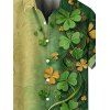 Chemise de Pâque Fleur Imprimée Boutonnée à Manches Courtes - Vert profond 5XL