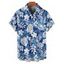 Chemise de Plage de Vacances Feuille Tropicale Imprimée Partout à Manches Courtes - Bleu Ciel 5XL