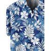 Chemise de Plage de Vacances Feuille Tropicale Imprimée Partout à Manches Courtes - Bleu Ciel 5XL