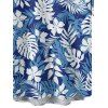 Chemise de Plage de Vacances Feuille Tropicale Imprimée Partout à Manches Courtes - Bleu Ciel 5XL