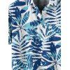 Chemise de Vacances Boutonnée Feuille Tropicale Imprimée Partout à Manches Courtes - Bleu clair 4XL