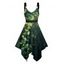 Robe Mi-Longue Asymétrique Bague en O Imprimé - Vert profond XXXXXL | US 20