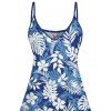 Mini Robe de Vacances Ligne A Feuille Tropicale Imprimée Partout à Col V - Bleu Ciel XXXXXL | US 20