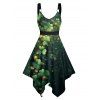 St. Patrick's Day Lucky Glasses Light Spots Print Asymmetric Hem Midi Dress And Short Sleeve Shirt Matching Outfit - Vert profond S | US 4