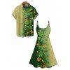 St. Patrick's Day Lucky Glassed Print A Line Mini Dress And Short Sleeve Shirt Matching Outfit - Vert profond S | US 4