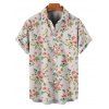 Allover Flower Print Belted Vacation Dress And Short Sleeve Shirt Vacation Matching Outfit - Beige S | US 4