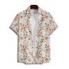 Allover Flower Print Belted Vacation Dress And Short Sleeve Shirt Vacation Matching Outfit - Beige S | US 4