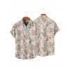 Allover Flower Print Belted Vacation Dress And Short Sleeve Shirt Vacation Matching Outfit - Beige S | US 4