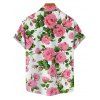 Allover Flower Print Vacation Belted Mini Dress And Short Sleeve Shirt Matching Outfit - Blanc S | US 4