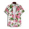 Allover Flower Print Vacation Belted Mini Dress And Short Sleeve Shirt Matching Outfit - Blanc S | US 4