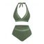 Maillot de Bain Bikini Panneau en Maille Transparente Deux Pièces à Col Plongeant - Vert profond XXL | US 12