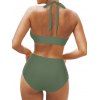 Maillot de Bain Bikini Panneau en Maille Transparente Deux Pièces à Col Plongeant - Vert profond XXL | US 12