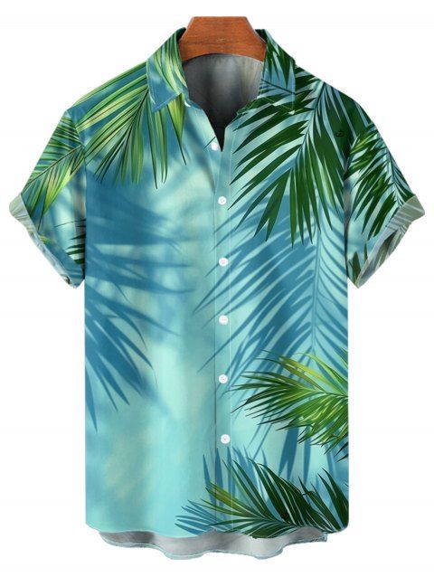 Chemise de Vacances Arbre de Palmier Imprimé à Manches Courtes