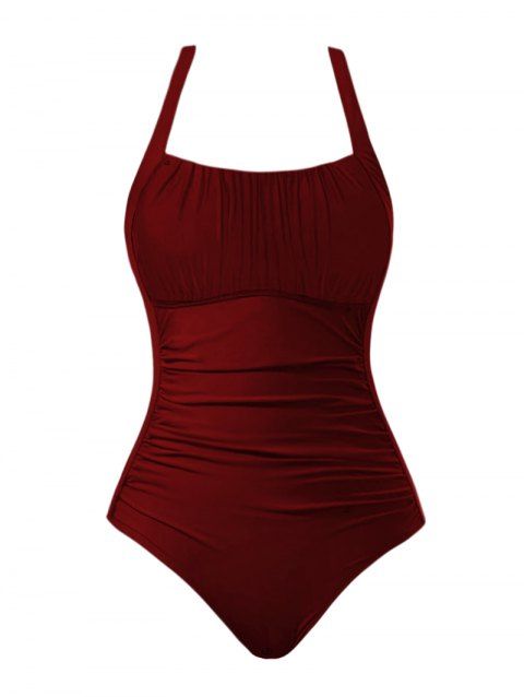 Maillot de Bain de Vacances Plissé Une-Pièce