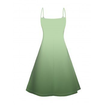 Ombre Lucky Clover Print St. Patrick`s Day V Neck Spaghetti Strap Mini Dress 