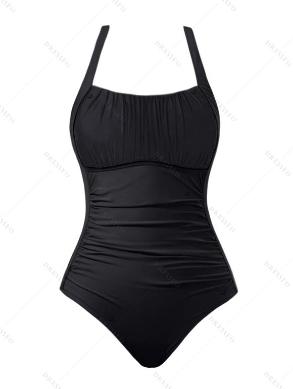 Maillot de Bain de Vacances Plissé Une-Pièce - Noir XL | US 10