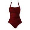 Maillot de Bain de Vacances Plissé Une-Pièce - Rouge foncé XL | US 10