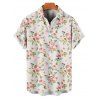 Chemise de Vacances Fleur en Tissu Imprimé à Manches Courtes Boutonnée - Beige S