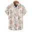 Chemise de Vacances Fleur en Tissu Imprimé à Manches Courtes Boutonnée - Beige S