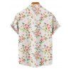 Chemise de Vacances Fleur en Tissu Imprimé à Manches Courtes Boutonnée - Beige S