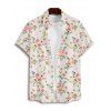 Chemise de Vacances Fleur en Tissu Imprimé à Manches Courtes Boutonnée - Beige S