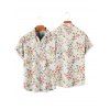 Chemise de Vacances Fleur en Tissu Imprimé à Manches Courtes Boutonnée - Beige S