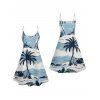 Mini Robe Hawaïen de Vacances à Bretelle Fine Palmier Imprimé - Bleu clair XXXXXL | US 20