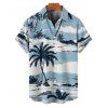 Chemise de Vacances de Plage Palmier Imprimé à Manches Courtes - Bleu clair 5XL