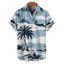 Chemise de Vacances de Plage Palmier Imprimé à Manches Courtes - Bleu clair 5XL