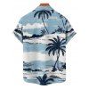 Chemise de Vacances de Plage Palmier Imprimé à Manches Courtes - Bleu clair 5XL