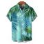 Chemise de Vacances Arbre de Palmier Imprimé à Manches Courtes - Vert clair 5XL