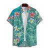 Chemise de Vacances Fleur D'Eau Imprimée Boutonnée à Manches Courtes - Vert profond 5XL