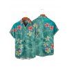 Chemise de Vacances Fleur D'Eau Imprimée Boutonnée à Manches Courtes - Vert profond 5XL