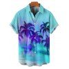 Chemise de Vacances Hawaïen Palmier Ombre Imprimée à Manches Courtes - Vert clair 5XL