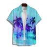 Chemise de Vacances Hawaïen Palmier Ombre Imprimée à Manches Courtes - Vert clair 5XL