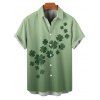 Chemise Boutonnée Ombrée Trèfle Imprimé à Manches Courtes - Vert clair 5XL