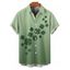 Chemise Boutonnée Ombrée Trèfle Imprimé à Manches Courtes - Vert clair 5XL