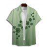 Chemise Boutonnée Ombrée Trèfle Imprimé à Manches Courtes - Vert clair 5XL