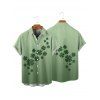 Chemise Boutonnée Ombrée Trèfle Imprimé à Manches Courtes - Vert clair 5XL