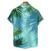 Hawaii Vacation Tropical Palm Leaf Print V Neck Spaghetti Strap Dress And Short Sleeve Shirt Matching Outfit - Vert clair S | US 4