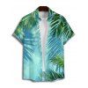 Hawaii Vacation Tropical Palm Leaf Print V Neck Spaghetti Strap Dress And Short Sleeve Shirt Matching Outfit - Vert clair S | US 4