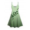 Ombre Lucky Clover Print St. Patrick's Day Mini Dress And Short Sleeve Shirt Matching Outfit - Vert clair S | US 4